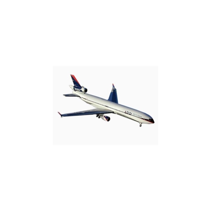 Model McDonnell Douglas MD-11 Delta Air Lines Gemini Jets, skala 1:400, metalowy, z detalami i malowaniem linii.