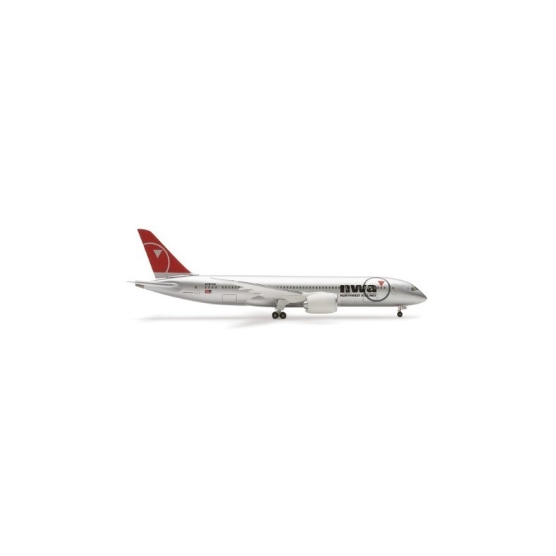 Model redukcyjny Boeing 787-8 Northwest Airlines, skala 1:200, HERPA. Malowanie NWA, czerwony ogon.