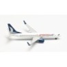 Model AnadoluJet Boeing 737-800, skala 1:500, HERPA. Biały kadłub, malowanie linii lotniczej.