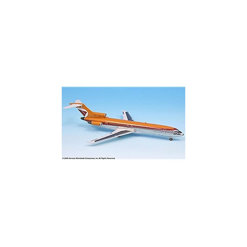 Model redukcyjny Boeing 727-200, skala 1:200, CPAIR, pomarańczowo-biały, detale linii okien, logo.