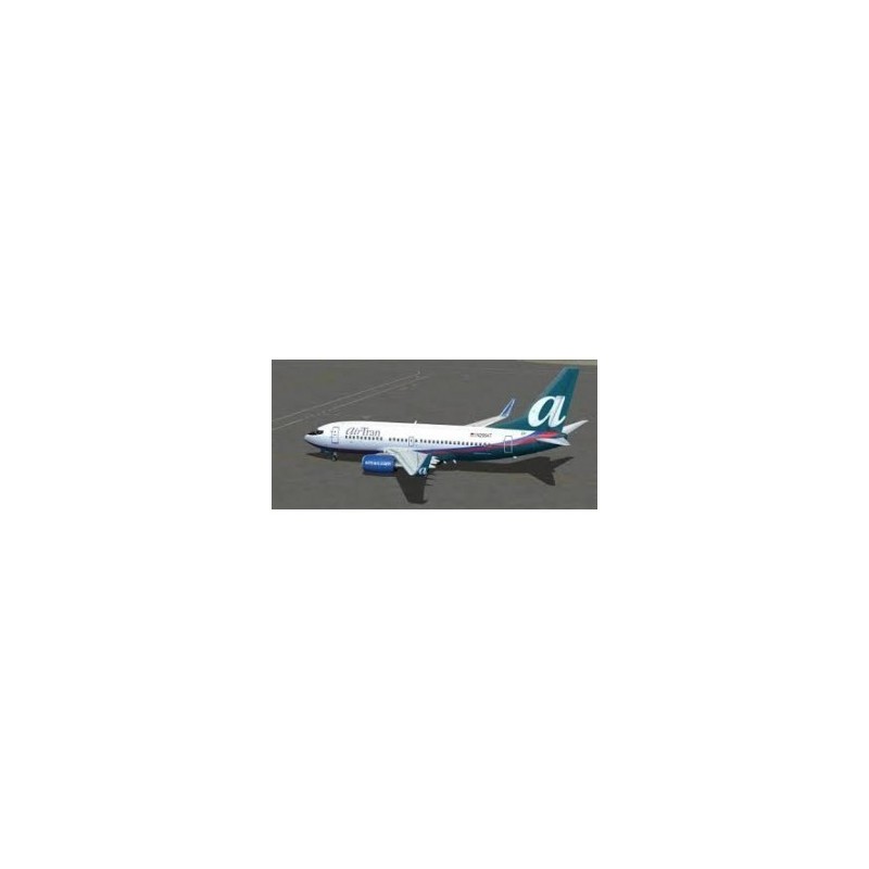 Model redukcyjny Boeing 737-700W AirTran Airways, skala 1:200. Biały kadłub, zielony ogon z logo "a", czerwono-błękitne paski.
