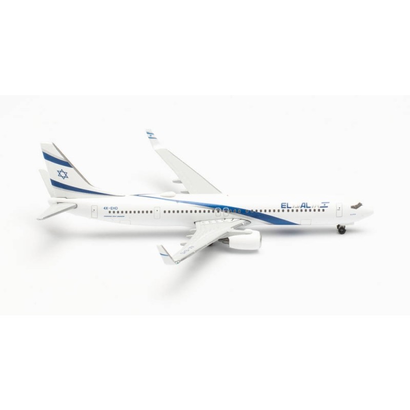 Model El Al Boeing 737-900, skala 1:500, Herpa. Malowanie linii El Al, numer rejestracyjny 4X-EHD.