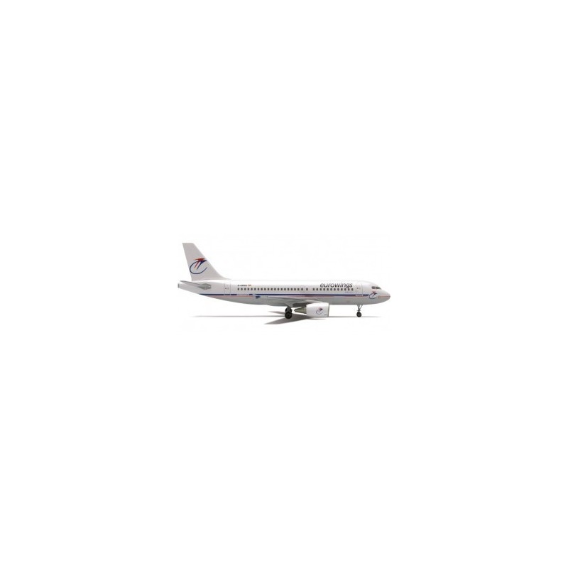 Model Eurowings Airbus A319, skala 1:500, Herpa. Biały kadłub, czerwono-niebieskie akcenty.