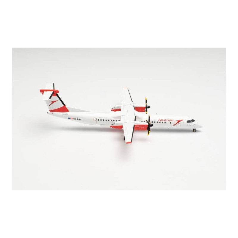 Model samolotu Bombardier Q400, skala 1:200, Herpa. Malowanie Austrian Airlines.