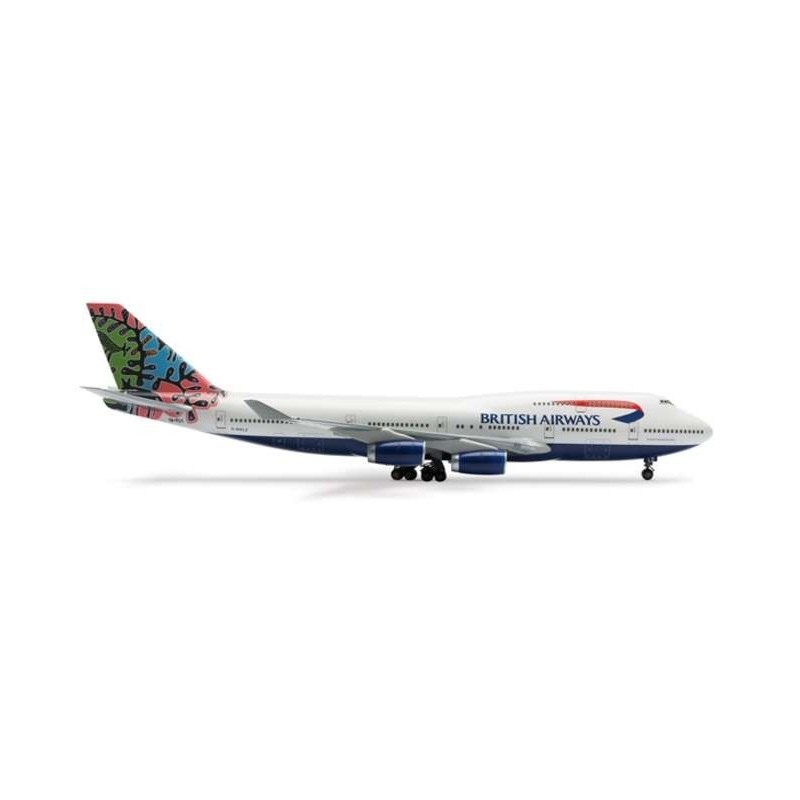 Model redukcyjny Boeing 747-400, skala 1:200, Herpa. Malowanie British Airways "Animals & Trees".