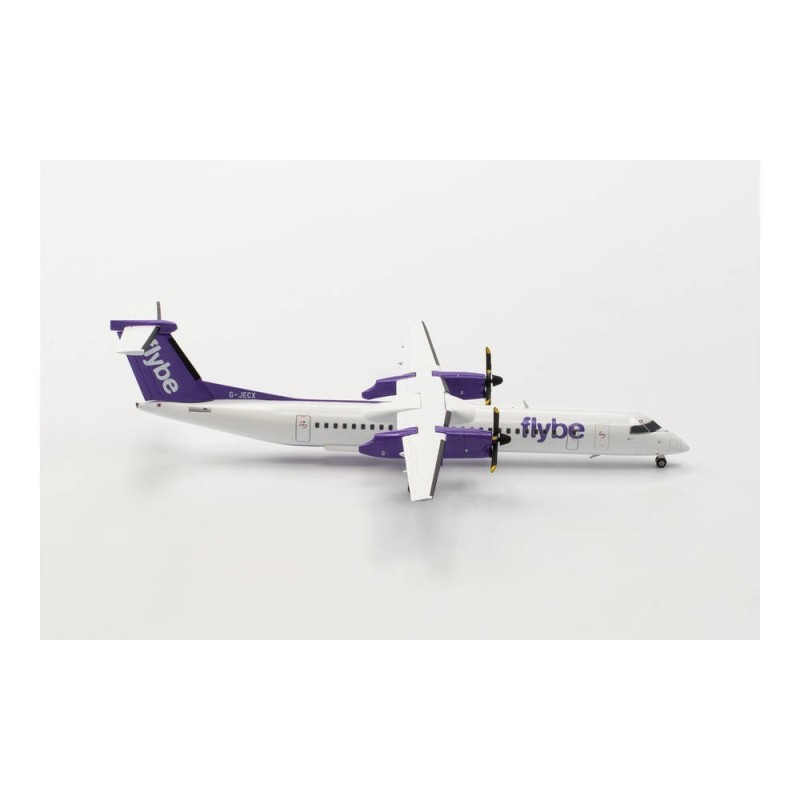 Model redukcyjny Bombardier Q400, skala 1:200, Herpa. Malowanie FlyBe, rejestracja G-JECX.