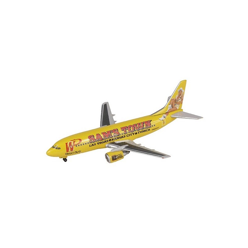Model redukcyjny Boeing 737-300, skala 1:200, Herpa. Malowanie "Sam's Town" Western Pacific Airlines.
