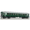 Model redukcyjny wagonu pasażerskiego B4üwe kolei DB, skala H0 1/87, Fleischmann. Zielony z białym dachem.