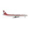 Model redukcyjny Airbus A321 Sichuan Airlines, skala 1:500, HERPA. Czerwono-biały kadłub, logo linii lotniczej.