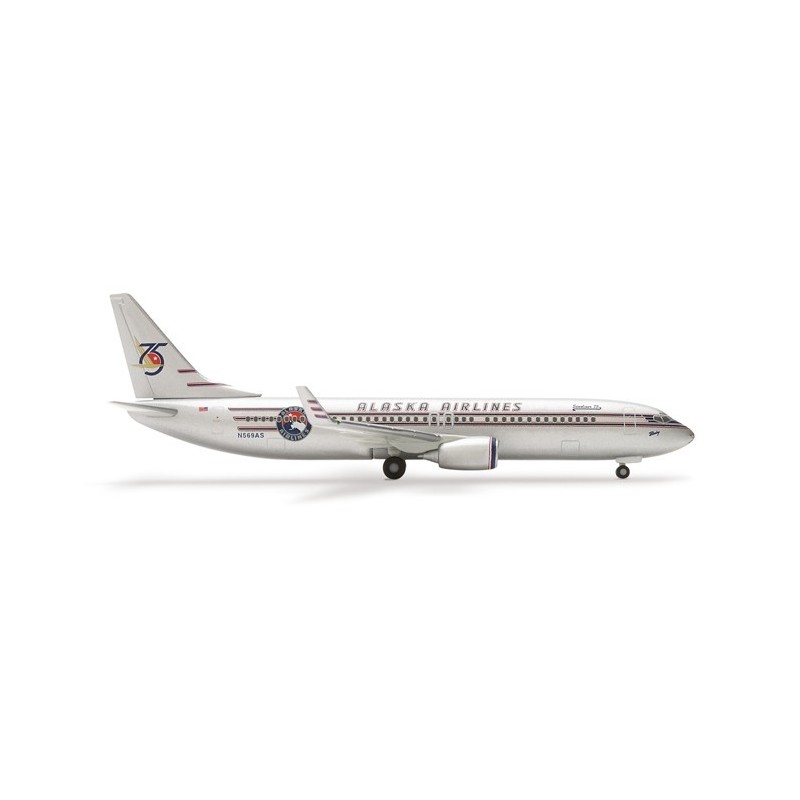 Model samolotu Boeing 737-800 Alaska Airlines, skala 1:500, HERPA, malowanie 75th Anniversary.