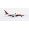Model redukcyjny Balair Boeing 757-200, skala 1:500, HERPA. Biały kadłub, czerwone logo, niebieski pasek.